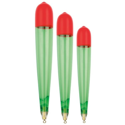 Grün eloxierte Kunststoffposen – vorbebleit | 9–14 cm | Tragkraft 7+2 bis 20+3 g