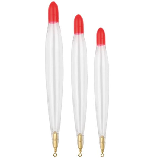 Vorbebleite Kunststoffposen – 9,5–12 cm | Transparent mit orangener Spitze | 4–8 g Tragkraft