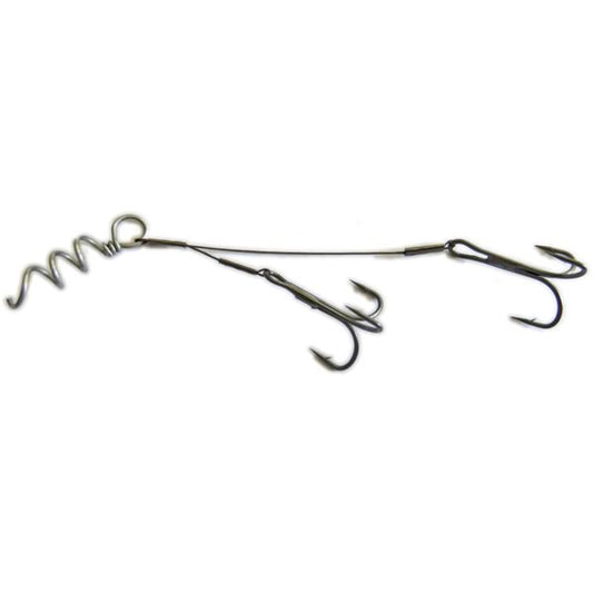 1x19 Stahl Doppelstinger mit Spirale – verschiedene Längen & Hakengrößen