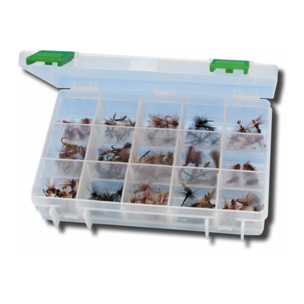 Sortimentsbox 90 Stück – Verschiedene Fliegen & Bachflohkrebs-Varianten in Kunststoffbox