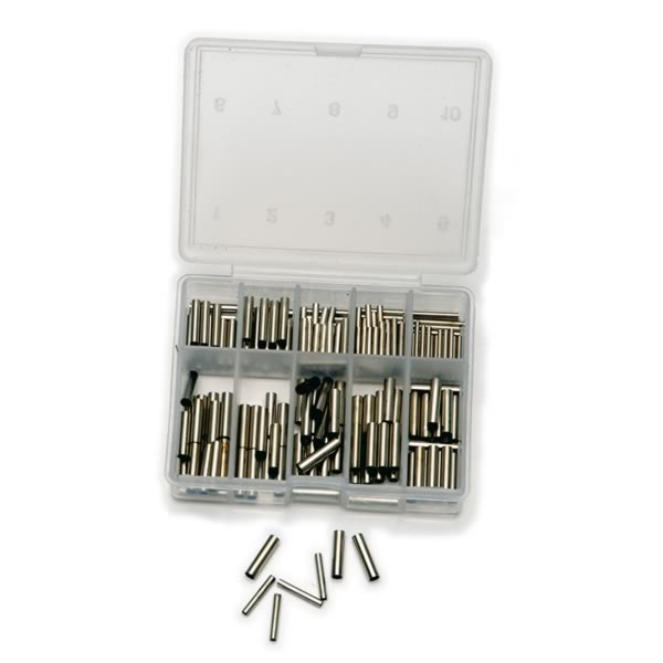 Klemmhülsen-Sortimentsbox – 210 verchromte Hülsen aus Messing (Gr. 3–1 mm)