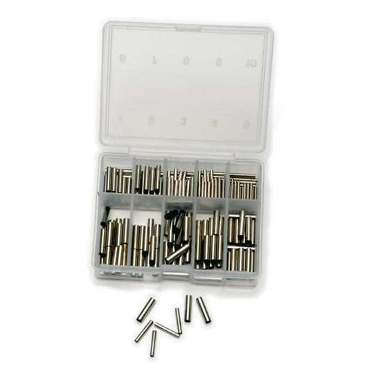 Klemmhülsen-Sortimentsbox – 210 verchromte Hülsen aus Messing (Gr. 3–1 mm)