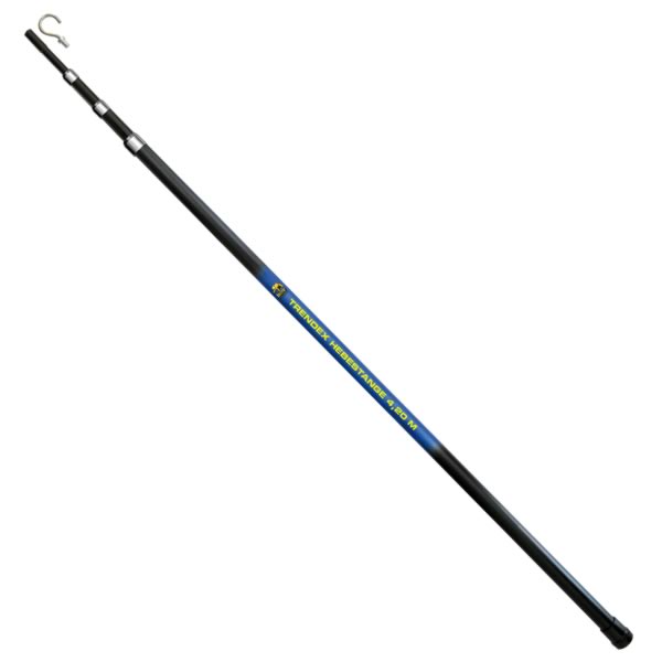 Senkstange Fiberglas 4,20 m – extra stark, 4-teilig mit Einhängehaken und Metallverstärkung