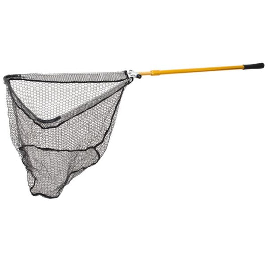 U-Kescher gummiert – 1,55 m oder teleskopisch bis 2,25 m, 60×60 cm Bügel, Einhand-Klappmechanismus