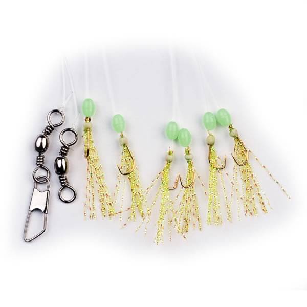 Makrelen- & Heringssystem mit selbstleuchtenden Perlen | Hakengröße 12 – 1,50 m