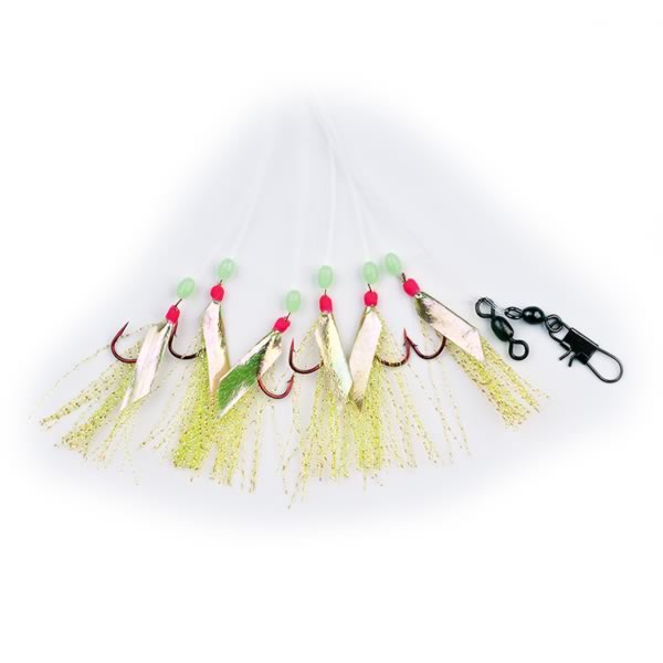 Makrelen- und Heringsystem mit echter Fischhaut & Leuchtperlen – 1,50 m | Hakengröße 8