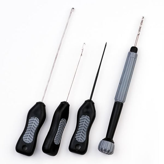 Boilie-Tool Set Flat Grip – 4-fach mit Nadeln & Drill – Praktisches Karpfenzubehör