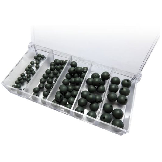 Premium Gummiperlen-Sortiment – 100 Stück in 5 Größen für stabile Angelmontagen