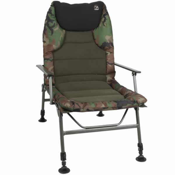 Trendex Camou Stuhl – Komfortabler Angelstuhl mit Neopren-Kopfstütze & 140 kg Tragkraft