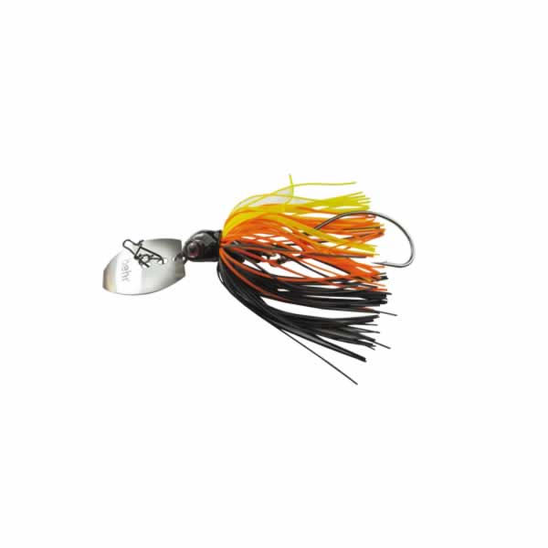 Vedado Blade Chatterbait – Der ultimative Chatterbait für aktive Raubfische 05, Silbernes Plättchen und Schwarz orange Gelbe Haare
