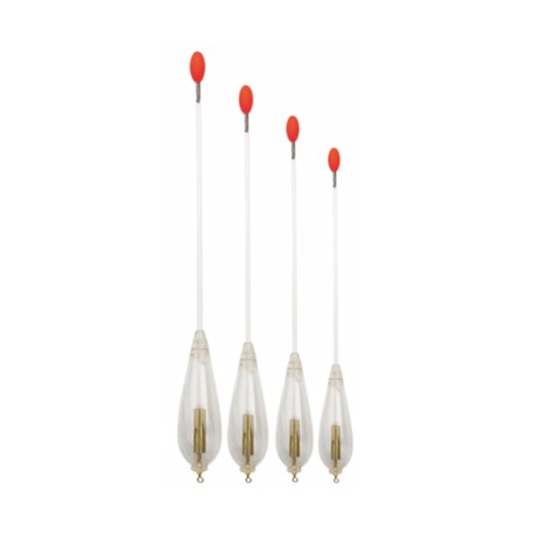 Durchsichtige Kunststoffpose vorbebleit – verschiedene Längen & Tragkräfte (12–19 cm, 5+5 g bis 20+3 g)