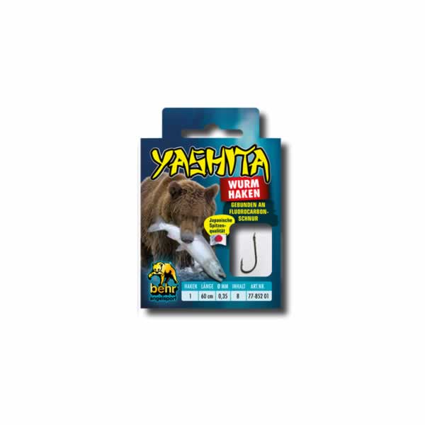 Wurm Haken in Blauer Verpackung mit der Aufschrift Yashita